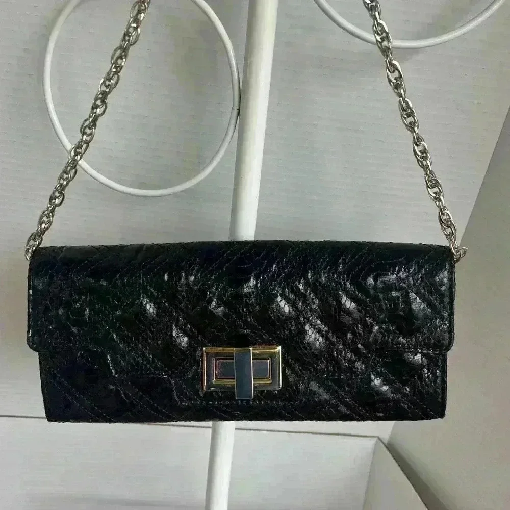 Sondra Roberts Clutch w/ Chain Strap Black… - Picture 2 of 8